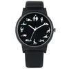 Montre à Quartz amusante et créative pour hommes, cadran noir, confortable, bracelet en cuir noir, H1012244Q