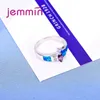 Cluster Rings Classic Dazzling Irregular Colorful Ring Blue Purple White Crystal Stone 925 Sterling Silver Women Noble