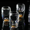 Verres à vin 1 pièces Iceberg S verre cristal feuille d'or pour Vodka maison Lass tasse Bar tasses d'alcool de luxe