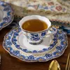 Xícaras de chá de porcelana azul e branca, conjunto lindo pires esmaltado, escritório, fermentação caseira, xícara de café da China 240328