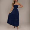 Sukienki imprezowe damskie moda bohemian bez ramiączki bez ramion koronkowe wykończeniowe bez pleców Flowly a -Line Beach Long Sukienka Maxi