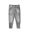 Jeans pour hommes Jeune Stretch Tout-assorti Lâche Droite Décontracté Printemps Et Été Mode De Rue Pu Shuai Pantalon Rétro