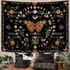 Tapisseries papillon lune fleur tapisserie botanique hippie brûlant soleil tenture murale esthétique chambre décoration fonds d'écran