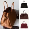 The Row Bag the Row Margaux Belt 15 Bag Luxury Designer Closure Defary Double Top Handles Womens Leather Handbagsファッションショルダーバッグ99