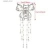 Hair Clips 7cm Liquid Butterfly Tassel Hair Claw Silver Rave Party Hair Accessories Hair Clip Crab For Women Gilrs Fashion Hair Crab Clips Y240329