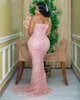 Elegancka różowa cekinowa z koralikami Prom Dres African Women 3D Pearls Plus Size Party Dr ASO EBI Style Wedding Recepti Suknie 2024 02sm#