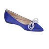 Casual Shoes Onlymaker Woman Flats Pointed Toe Blue Rhinestones Bow Clear Flat Daily Elegant Female Slip On