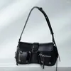 Totes Women Punk Shoulder Bag PU Leather Cool Multipocket Y2K Adjustable Strap Female Commute Daily