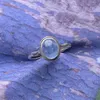 Pierścienie klastra Hoyon Naturalny pierścień akwamarynowy S925 srebrny srebrny vintage nepalski bambusowy damski biżuteria walentynkowe