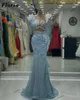 blue Beading Feathers Celebrity Dres Modern Dubai Lg Party Night Gowns Haute Couture Tassel Evening Dr Vestidos De Noche C64B#