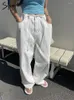Jeans pour femmes Syiwidii Taille haute pour femmes 2024 Mode Casual Blanc Lâche Large Jambe Chic Vintage Droite Pantalon pleine longueur