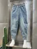 2024 nuovi jeans denim allentati e casual per uomo primavera e autunno Harem Distred Stretch Baggy Cargo Blue Jeans Jogger Pants l2PD #