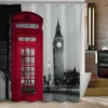 Duş perdeleri Londra Big Ben Desen Perde Banyo Su geçirmez kumaş w/12 kancalar