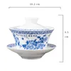 200 ml Traditionell Gaiwan Tea Set med porslinskoppsfat och lock Gorgeous Flower Mönster Kung Fu Teaset Portable Teaware 240328