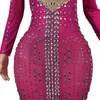 Sexig födelsedagsfest firar Dres kvinnor glittrande strass kort Dr Summer Nightout Outfits Singer Show Wear Meihua A8cf#