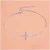 Ankelets mode Sier Gold Beach Armband Women Girls Classic Rhinestone Cross Anklet Summer Holiday Foot Armelets smycken Set Drop D DHVBW