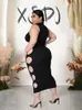 Лето Dr Women 2023 Новинка черного цвета Dr Tight Hollow Out Sexy Lg Dres Chic Elegant Plus Size Оптовая Прямая поставка B0EU #