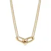 Collier de créateur à double U Collier Love Link Mens Gold Collier Classic Designer Bijoux Femme Collier de coeur