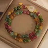 Strand Confidence Enhancing Bracelet Colorful Vintage Tourmaline For Women Exquisite Luxury Double-layered Design To A