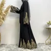 Etniska kläder ramadan kimono hijab mantel muslimska abaya klänning dubai långärmad applikation svart marockansk kaftan kalkon afrikanska klänningar för