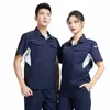 Summer Nuevo diseño de ropa ropa de bambú fibra elástica cómoda taller de fábrica uniformes de trabajadores de la fábrica cubierta de trabajo transpirable ropa de trabajo f4wg#