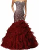 2020 Kralen Mermaid Prom Dres Lg Sweetheart Sleevel Rhinestes Formele Avond Party Jurken Vrouwen Robe De Soiree F69s #