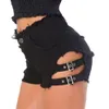 648 # New Sexy High Waist Perforated Bar Hot Pants Summer High Elastic Plus Size Fi Casual Jeans Denim Shorts Women L9hE#