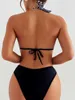 Damenbadebekleidung 2023 Halter Bikini Set High Cut Badeanzug Frauen Sexy Mesh Bademode Weibliche Badegäste Baden Schwimmen Badeanzug Beachwear T240328