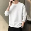 Mens Sweatshirt Solid O Neck Long Sleeve T Shirts Autumn Spring Texture Simple Black White Classic Mens Pullover Hoodie Tops 240322