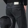 2023 Nouveau noir gris hommes stretch jeans classique mince corée fi couleur unie simple mâle droit maigre denim pantalon s8z8 #