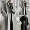 Heren Polyester Trenchcoat Hoge Elasticiteit Heren Trenchcoat Stijlvol Revers Trench Ademend Rimpelbestendig Heren voor Lente a1pu#