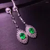Dingle örhängen kjjeaxcmy fina smycken naturlig smaragd 925 sterling silver klassisk tjej ädelsten öronbob supporttest