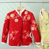 Frauen Vintage Big fr Cott-Padded Jacket Chinese Dgbei Kurzer Chegsam alt-fied dünne Cott Mantel Neujahrskleidung P7ne#
