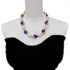 Pendants KKGEM 20x23mm Blue Murano Glass Gold Plated Brushed Bead Necklace Collar Choker Necklaces