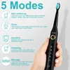 Seago Electric Sonic Tooth Brush 507 USB uppladdningsbara vuxna Vattentät timer Elektroniska tandborstar Ersättare för gåva 240329