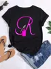 Plus Size Maycaur Nome Personalizado Letra Combinati Fi Mulheres T-shirt Unha Polonês Carta Ft A B C D E F G Manga Curta Tops s1vJ #