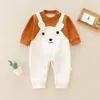 Mignon ours bébé barboteuse automne à manches longues pantalon combinaison pour bébé fille garçon coréen dessin animé enfant en bas âge body tenues 240323