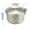 Outdoor 304 stainless steel 1.5L bento box camping bento pot convenient folding handle picnic steaming and cooking pot set