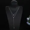 Collana girocollo di lusso a doppio strato con pendente lungo Waterdrop per le donne Gioielli da sposa con zirconi cubici Dubai N150 240329