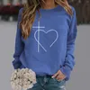 Sweat à capuche pour femmes, mode décontractée, imprimé amour géométrique, haut sans capuche pour dames, sweat-shirt avec capuche, mignon Baseball pour femmes