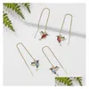 Dangle Lustre 2021 Mode Petit Oiseau Goutte Longues Boucles D'oreilles Suspendues Pour Femmes Élégante Fille Animal Cerceau Boucle D'oreille Collier Bijoux P Dhwa1