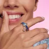 Cluster Ringen 925 Sterling Zilveren Ring ME Elektrisch Blauw Voor Vrouwen Bruiloft Verlovingssieraden Bague Femme Anillos