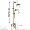 8" Brass Antique Bathroom Shower Faucet Set Wall Mount Dual Handle Handshower Shelf Hot Cold Systems Mixer rain Shower System