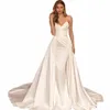 Perfecto elegante sirena boda Dr Strapl Sweetheart Sleevel plisado cremallera espalda desmontable tren Vestidos de Noiva L8xM #