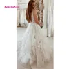 a-line V-Neck Boho Wedding Dr Puffy Tulle Princ Bridal Dres Plus Size Lace Appliques Backl Lg Wedding Party Gowns y1ym#