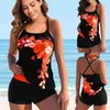 Nieuwe 2022 Dames Bloemenprint Tankini Badmode Badpak Vrouwelijke Print Bikini Set Zomer Plus Size Monokini Badpak Strandkleding T240328