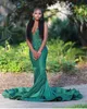 2024 Plus Size Prom Dresses for Black Women Girls Promdress Hunter Green Illusion Evening Formal Dress Rhinestones Decorated Birthday Gowns for Occasions NL665