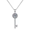 Geslaagd Diamant Test Moissanite 925 Sterling Zilveren Sleutel Eenvoudige Sleutelbeen Ketting Hanger Ketting Vrouwen Mode Leuke Sieraden 05-1ct236v