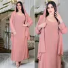 Abbigliamento etnico Abaya Abito musulmano Elegante manica lunga scollo a V Blu Rosa Diamanti Festa da sera Maxi Moda Drop Delivery Apparel Dhtxk