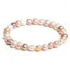 Beaded Strand Natural Freshwater Pearl Bracelets For Women Charm Elegant Handmade Baroque Bracelet Jewelry Wholesale Drop Delivery Ot8Zv